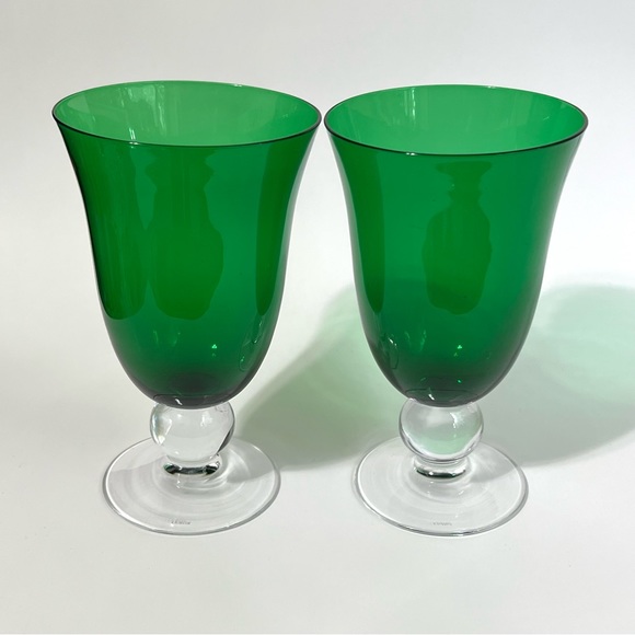 2 Lenox Holiday Gems Emerald Green All Purpose Wine Glass 8879547 Goblet Gift - Picture 3 of 13